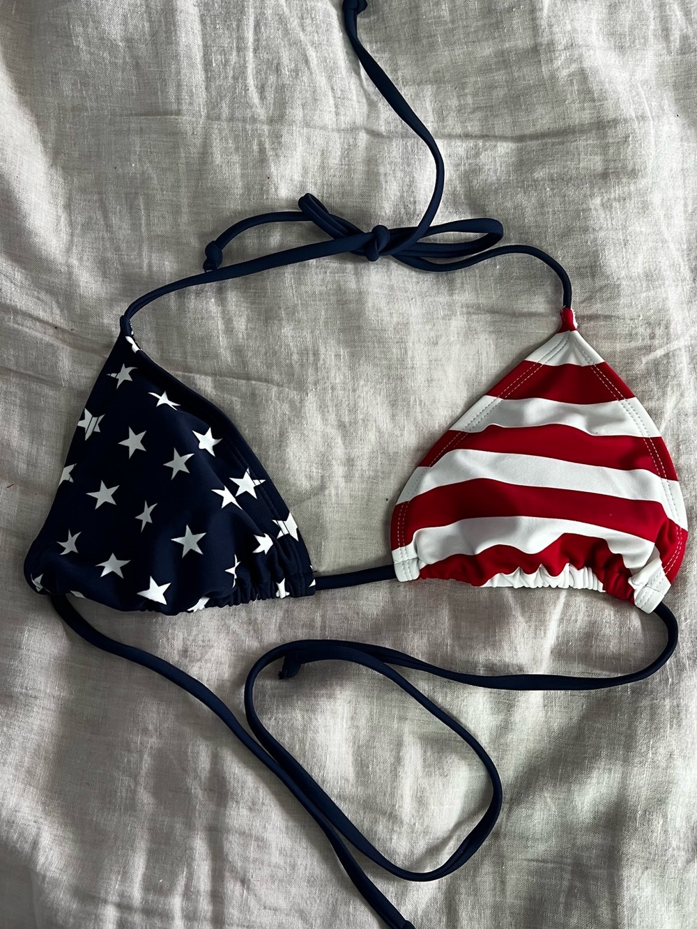 Stars & Stripes Triangle Bikini Top - Red, White & Blue